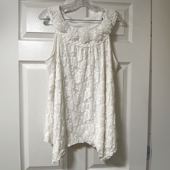 DRESSBARN Ivory Ruffle Tank Blouse Size 18/20 - Picture 2 of 10